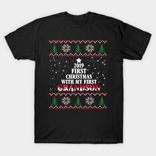 2019 First Christmas With My First GrandSon Costume Gift T-Shirt by Ohooha